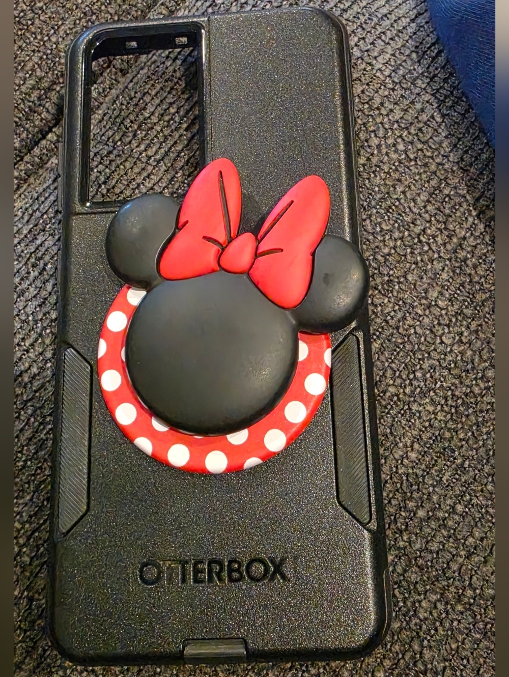 Galaxy S21 Ultra 5G OtterBox Black Phone Case with Red Minnie Bow Pop Grip